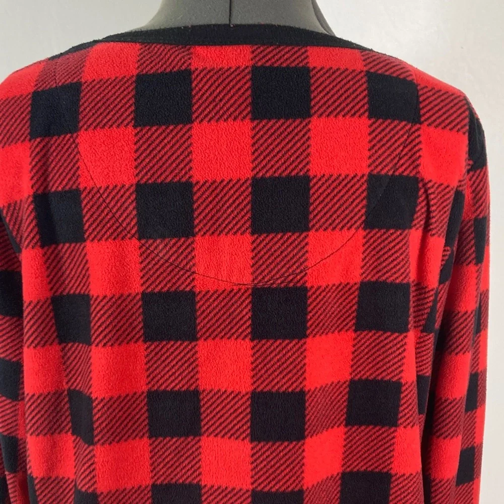 Arctic Trail Top Women Size XL Red & Black Fleece V Neck Cozy Relaxed Fit - Picture 7 of 8